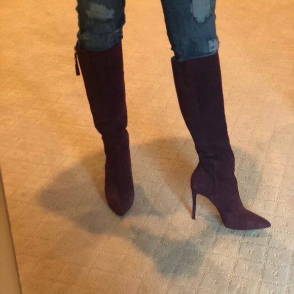 burgundy high heel boots